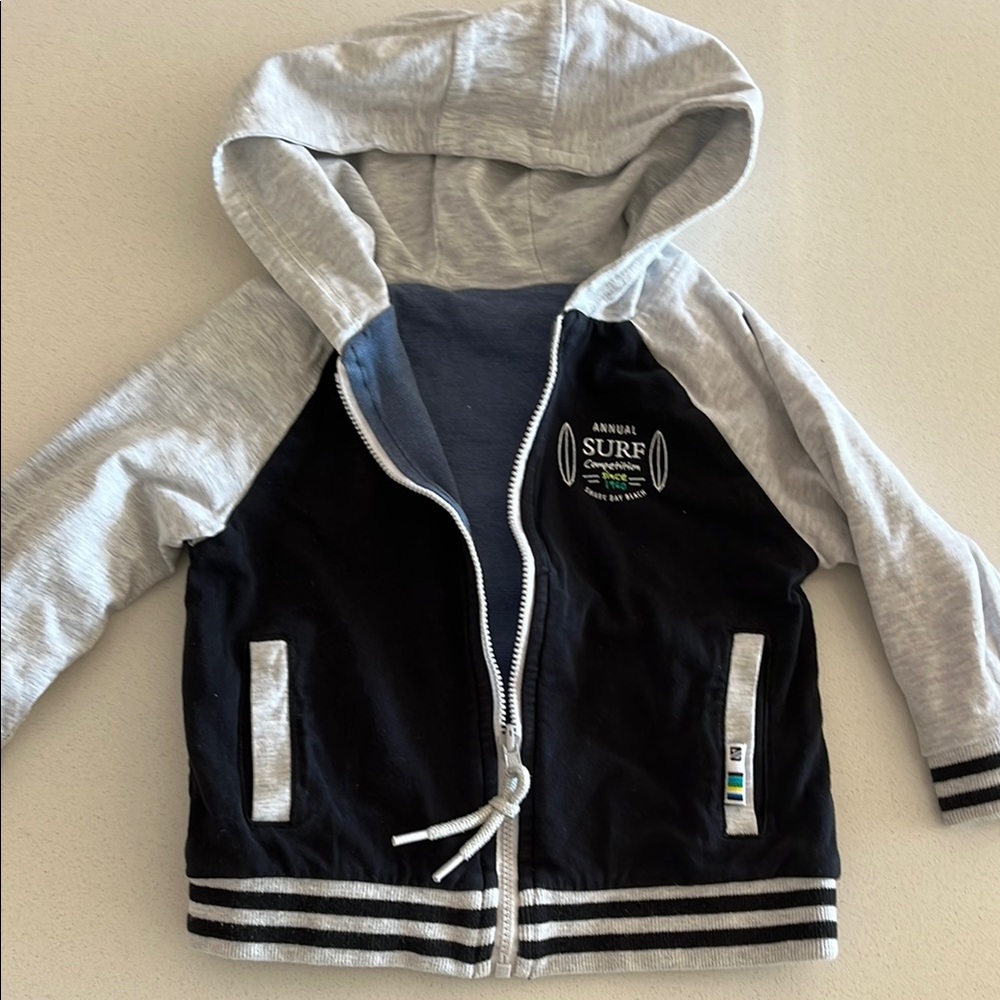 REVERSIBLE: Kids Gray and Black Surf Hoodie or blue and red.